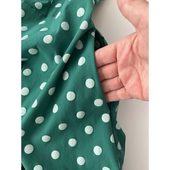 Gown Town Dress XXL Green White Polka Dot Retro 50s 60’s Fit Flair Swing Stretch - Picture 7 of 12